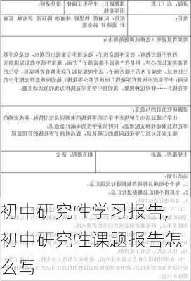 初中研究性学习报告,初中研究性课题报告怎么写