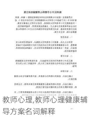 教师心理,教师心理健康辅导方案名词解释