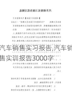 汽车销售实习报告,汽车销售实训报告3000字