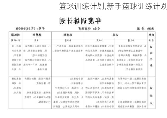 篮球训练计划,新手篮球训练计划