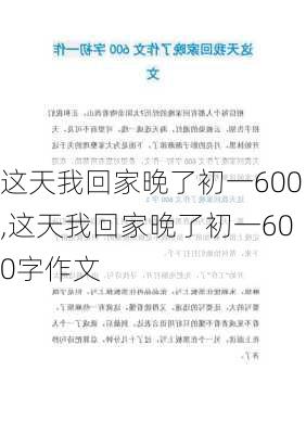 这天我回家晚了初一600,这天我回家晚了初一600字作文