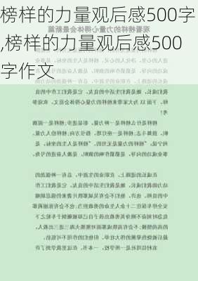 榜样的力量观后感500字,榜样的力量观后感500字作文