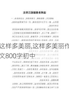 这样多美丽,这样多美丽作文800字初中