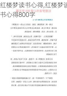 红楼梦读书心得,红楼梦读书心得800字