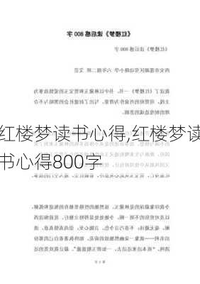 红楼梦读书心得,红楼梦读书心得800字