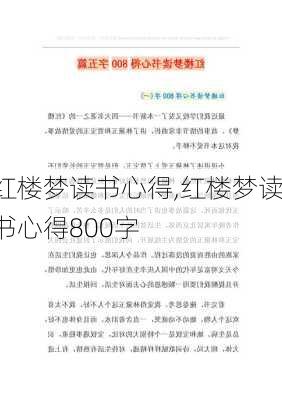 红楼梦读书心得,红楼梦读书心得800字