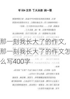 那一刻我长大了的作文,那一刻我长大了的作文怎么写400字