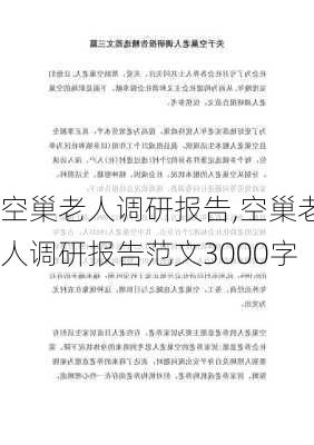 空巢老人调研报告,空巢老人调研报告范文3000字