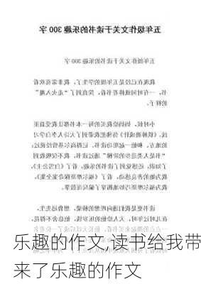 乐趣的作文,读书给我带来了乐趣的作文