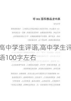 高中学生评语,高中学生评语100字左右