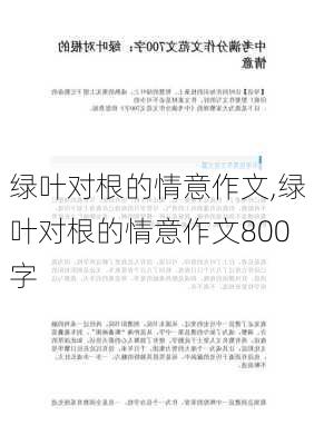 绿叶对根的情意作文,绿叶对根的情意作文800字