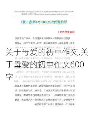 关于母爱的初中作文,关于母爱的初中作文600字