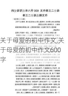 关于母爱的初中作文,关于母爱的初中作文600字