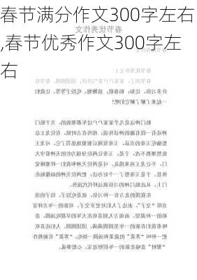 春节满分作文300字左右,春节优秀作文300字左右