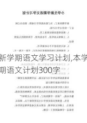 新学期语文学习计划,本学期语文计划300字