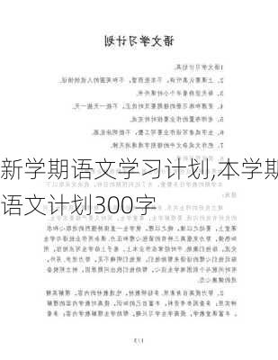 新学期语文学习计划,本学期语文计划300字