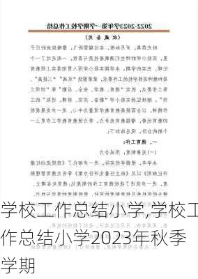 学校工作总结小学,学校工作总结小学2023年秋季学期