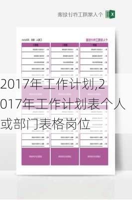 2017年工作计划,2017年工作计划表个人或部门表格岗位