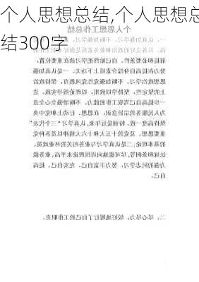 个人思想总结,个人思想总结300字