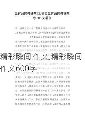 精彩瞬间 作文,精彩瞬间作文600字