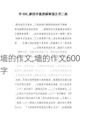 墙的作文,墙的作文600字