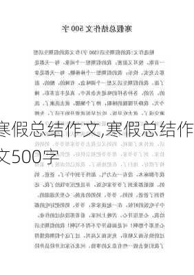 寒假总结作文,寒假总结作文500字