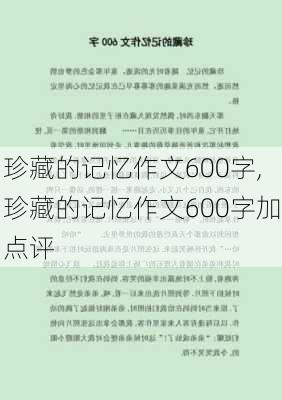 珍藏的记忆作文600字,珍藏的记忆作文600字加点评