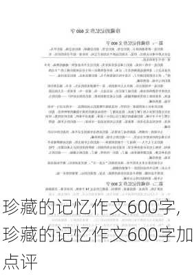 珍藏的记忆作文600字,珍藏的记忆作文600字加点评