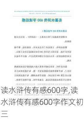 读水浒传有感600字,读水浒传有感600字作文初三