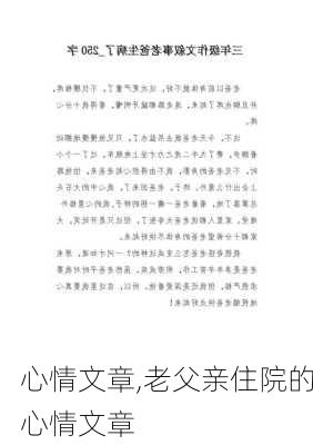 心情文章,老父亲住院的心情文章