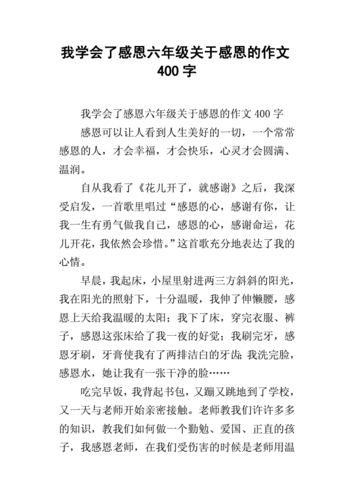 我学会了感恩,我学会了感恩的作文400字