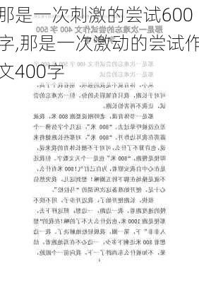 那是一次刺激的尝试600字,那是一次激动的尝试作文400字