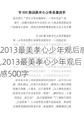 2013最美孝心少年观后感,2013最美孝心少年观后感500字