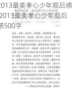 2013最美孝心少年观后感,2013最美孝心少年观后感500字