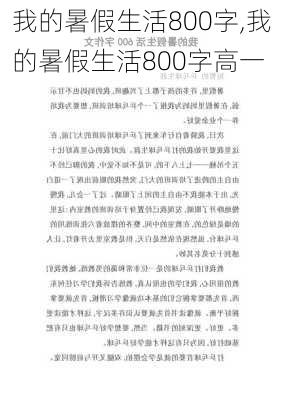 我的暑假生活800字,我的暑假生活800字高一