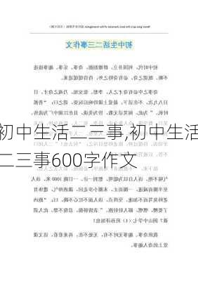 初中生活二三事,初中生活二三事600字作文