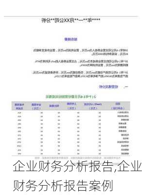 企业财务分析报告,企业财务分析报告案例