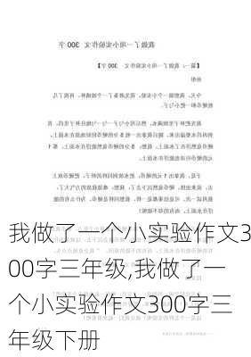 我做了一个小实验作文300字三年级,我做了一个小实验作文300字三年级下册