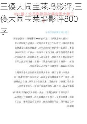 三傻大闹宝莱坞影评,三傻大闹宝莱坞影评800字