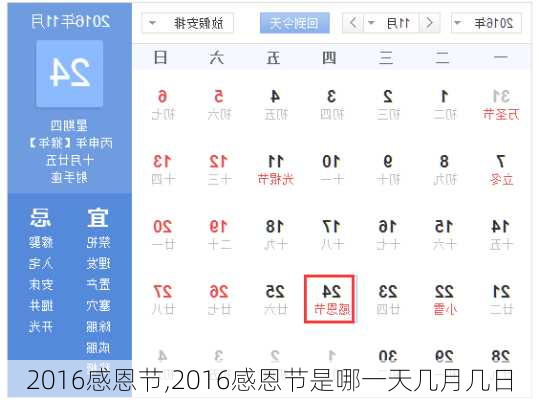 2016感恩节,2016感恩节是哪一天几月几日