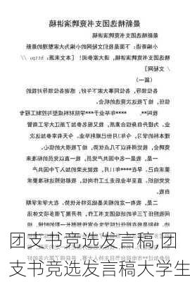 团支书竞选发言稿,团支书竞选发言稿大学生