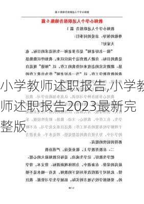 小学教师述职报告,小学教师述职报告2023最新完整版