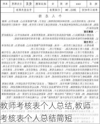 教师考核表个人总结,教师考核表个人总结简短