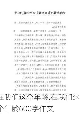 在我们这个年龄,在我们这个年龄600字作文