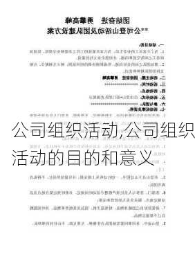 公司组织活动,公司组织活动的目的和意义