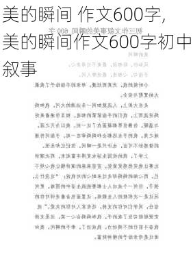 美的瞬间 作文600字,美的瞬间作文600字初中叙事