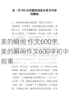 美的瞬间 作文600字,美的瞬间作文600字初中叙事