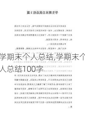 学期末个人总结,学期末个人总结100字