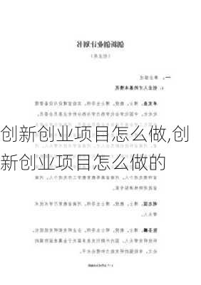 创新创业项目怎么做,创新创业项目怎么做的