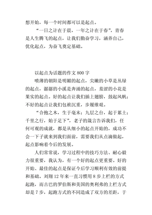 以起点为话题的作文,以起点为话题的作文800字